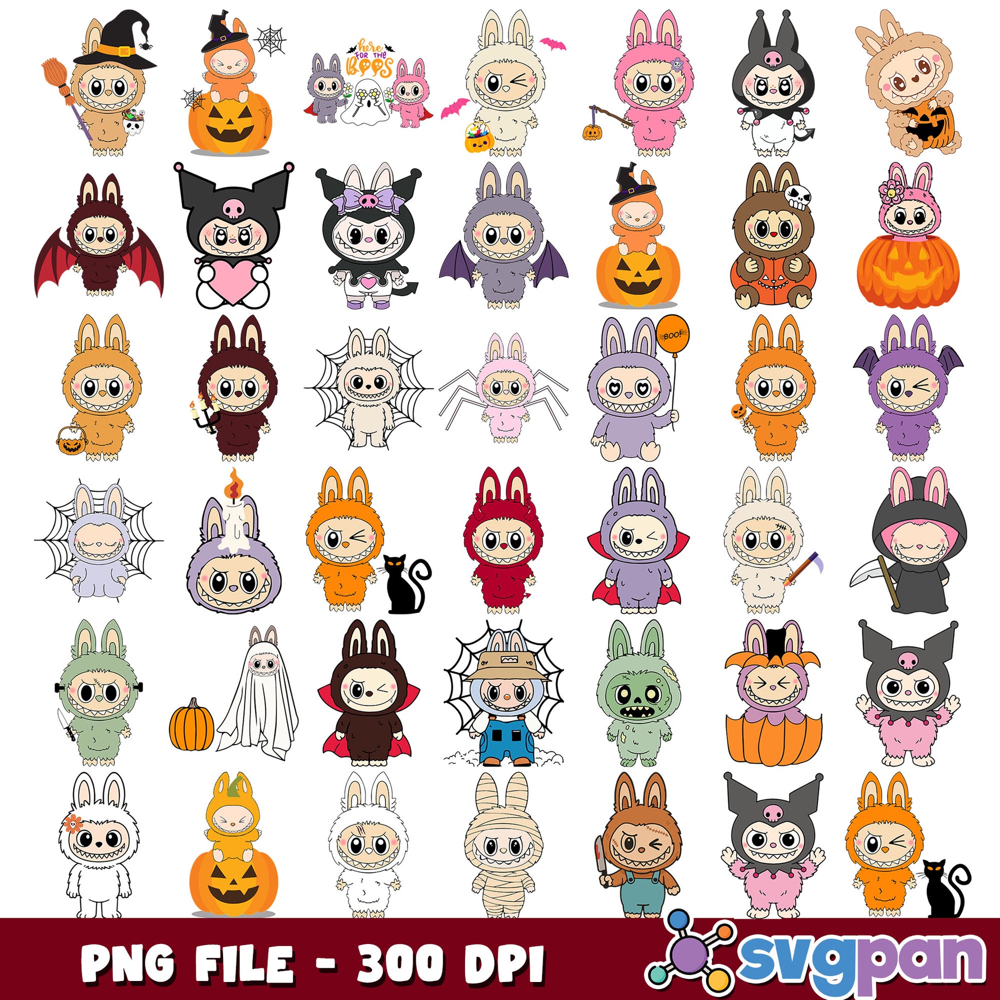 Labubu cute halloween png bundle