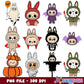 Labubu cute halloween png bundle, labubu dolls png, happy halloween png