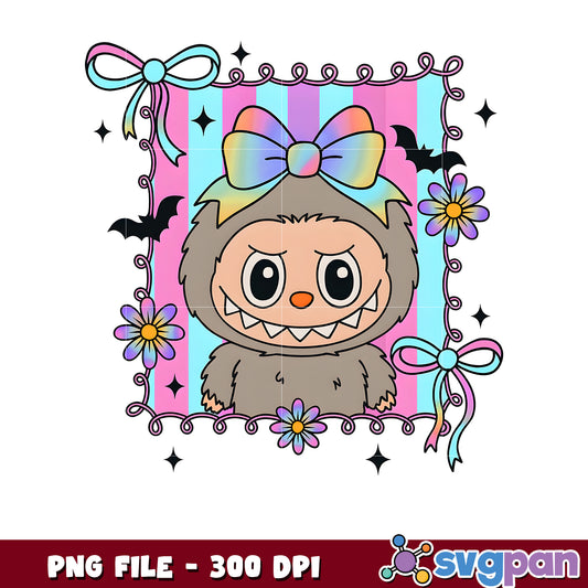 Labubu dark grey colorful png