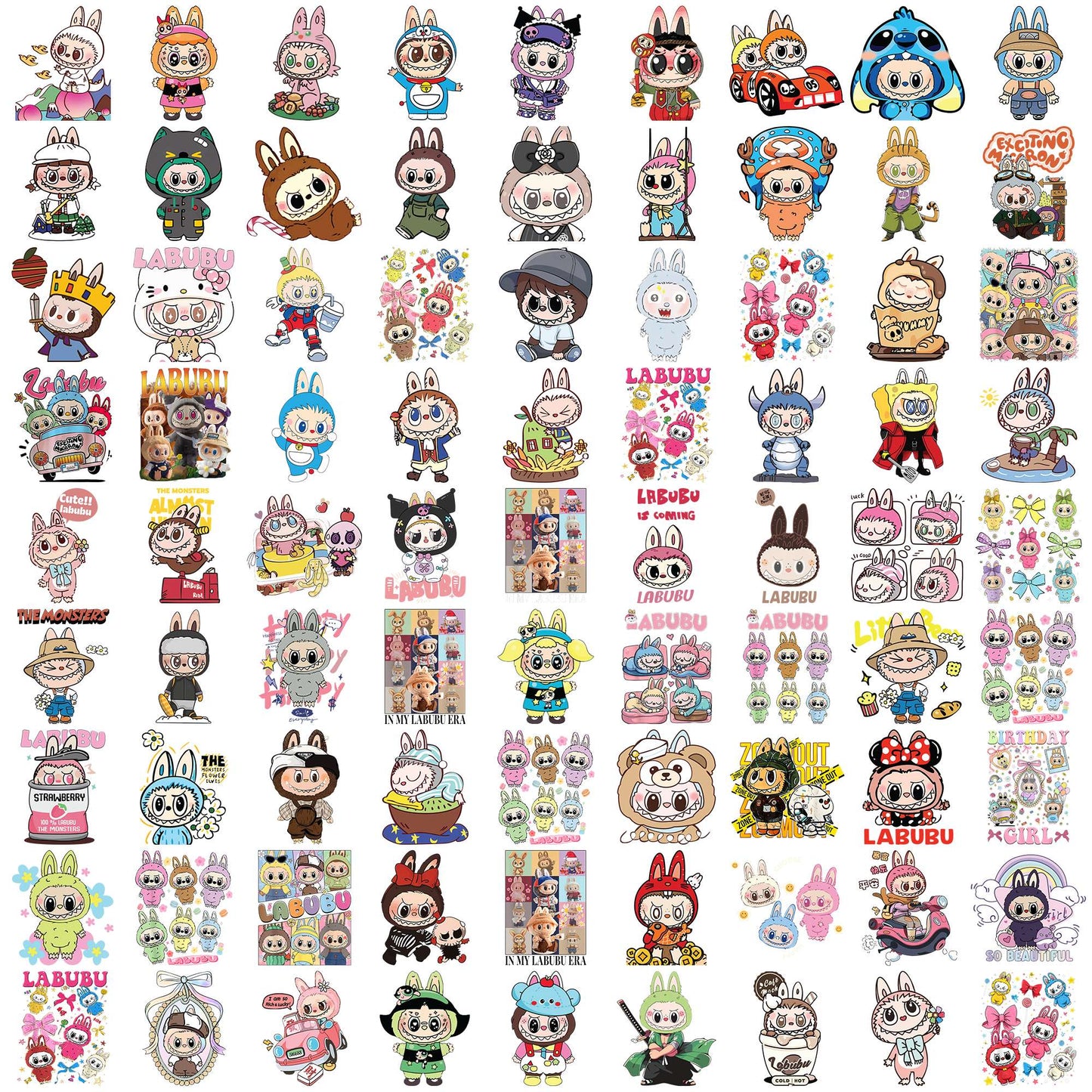 Labubu designs collection png bundle, labubu original png, labubu clothes png