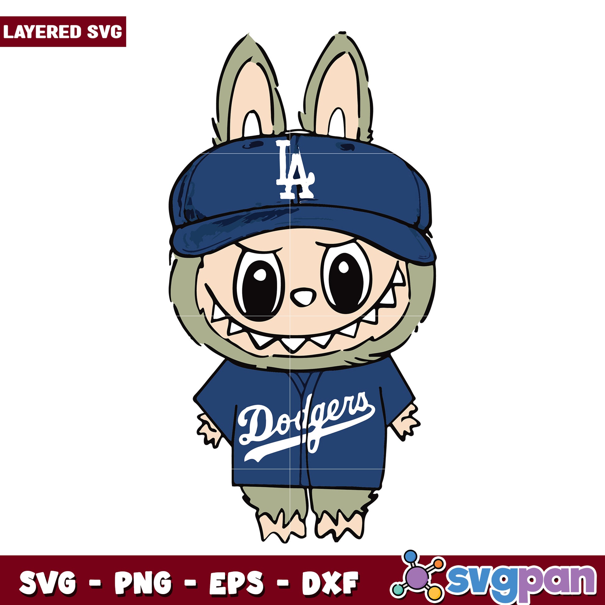 Labubu dodgers baseball svg, popmart labubu svg, labubu doll svg