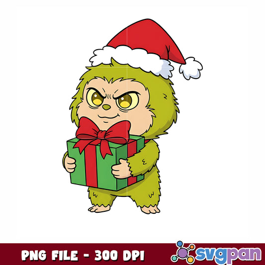 Labubu grinch png, christmnas toys png, christmas gift png