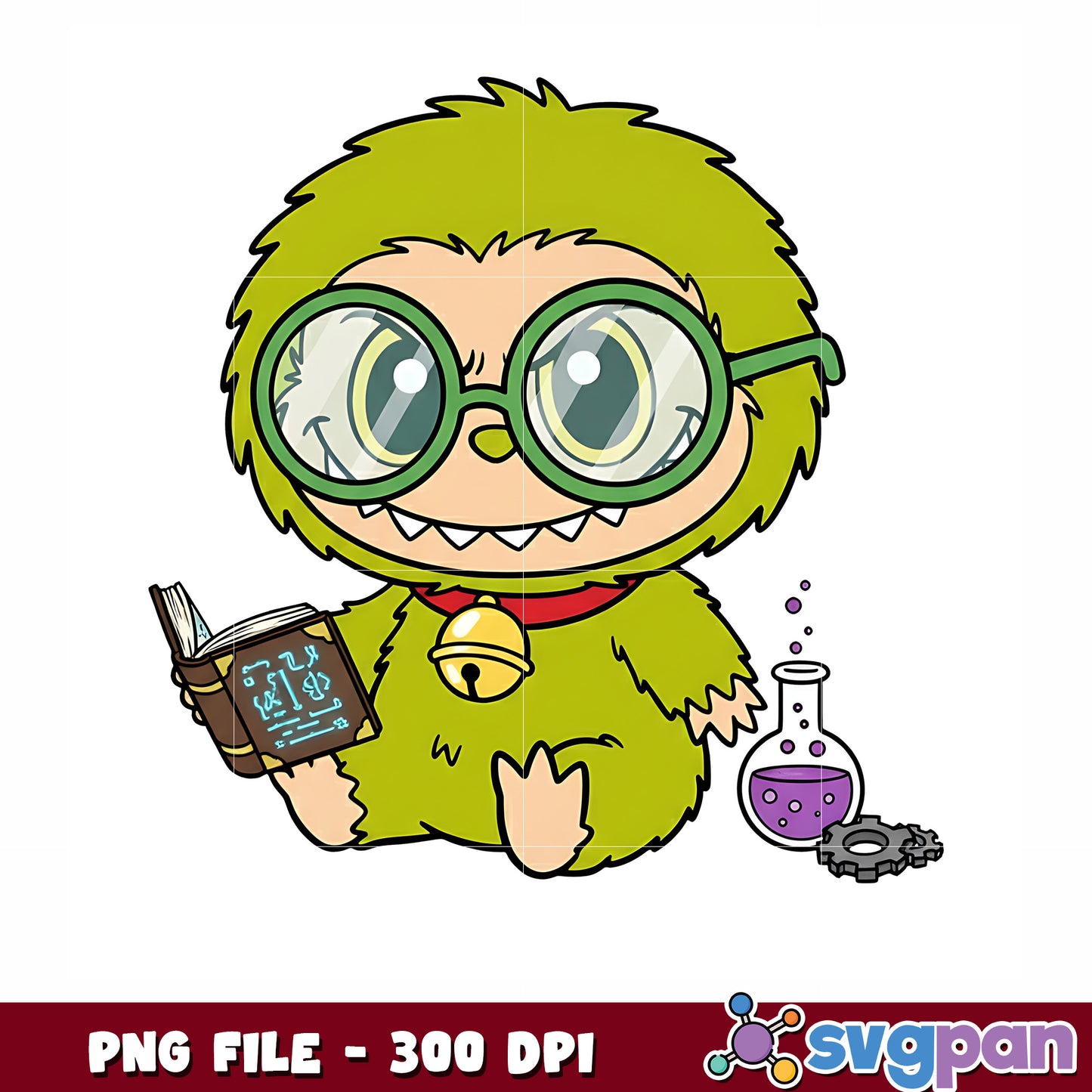 Labubu grinch reading png, christmnas grinch png, labubu cute png
