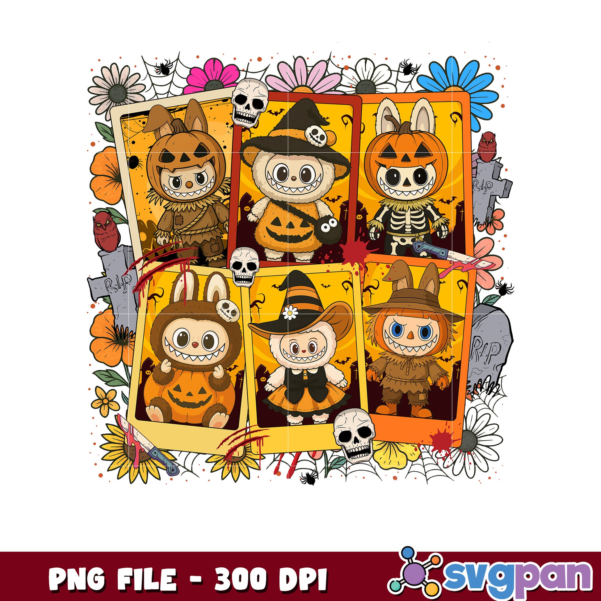 Labubu halloween character png, halloween png, halloween labubu png