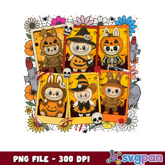 Labubu halloween character png, halloween png, halloween labubu png