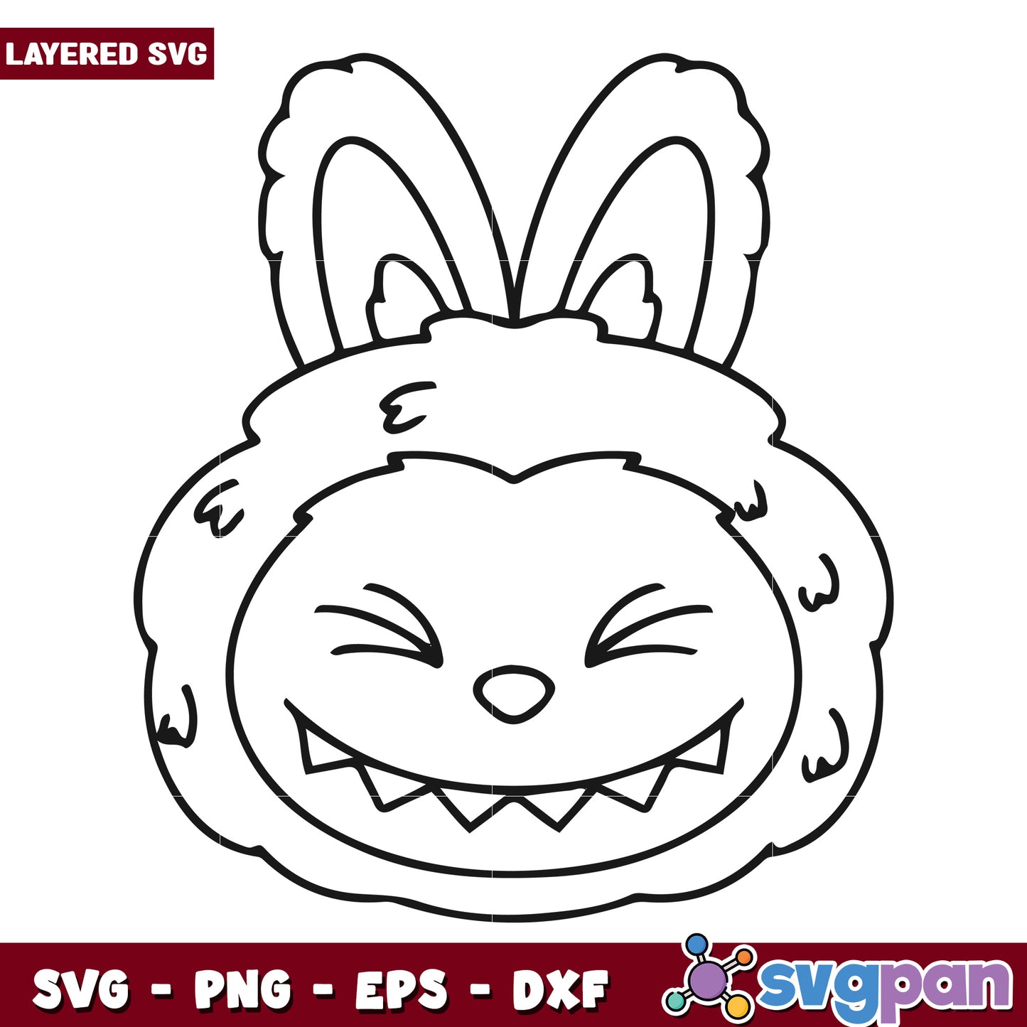 Labubu head sketch svg