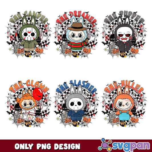 Labubu killers cosplay png bundle