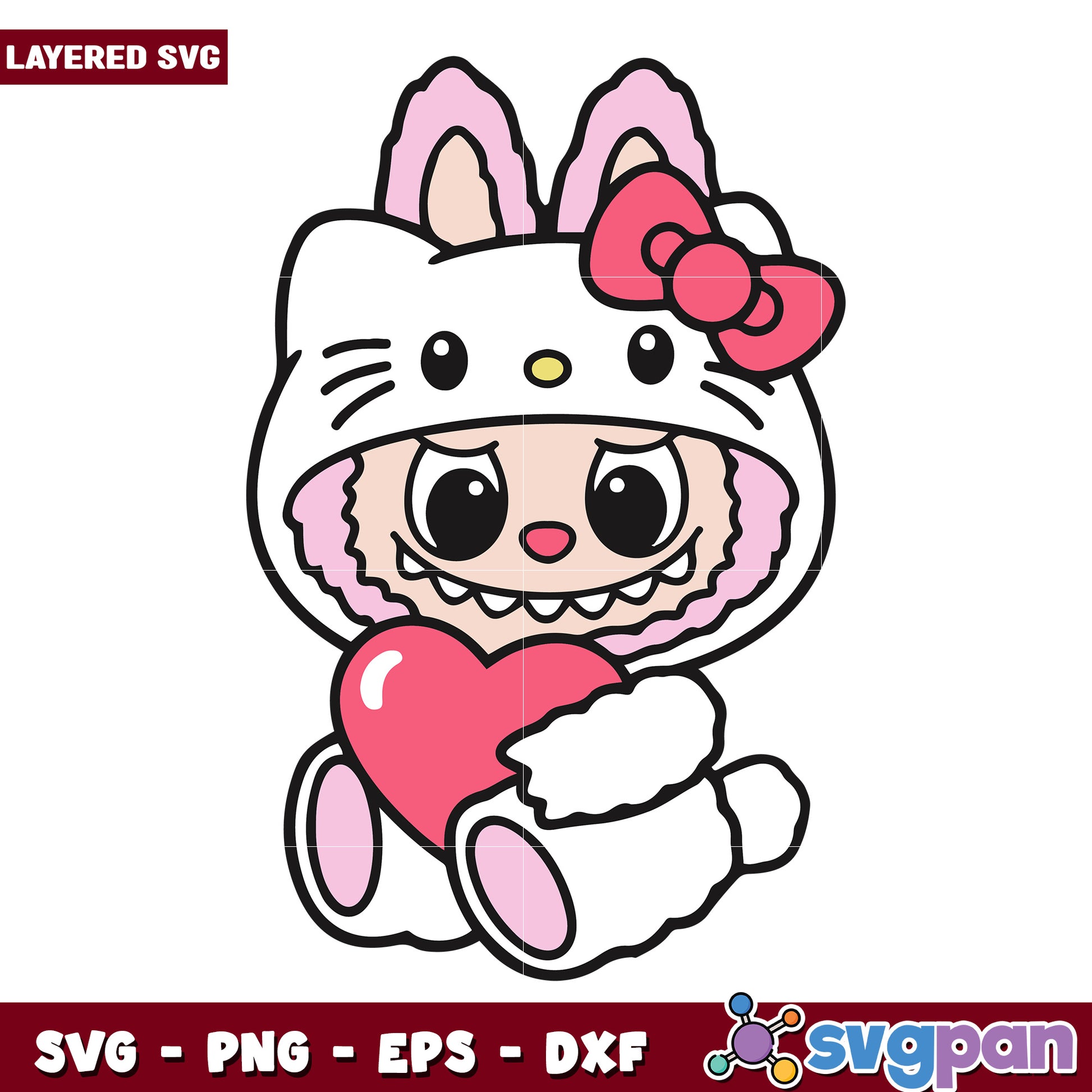 Labubu kitty love svg