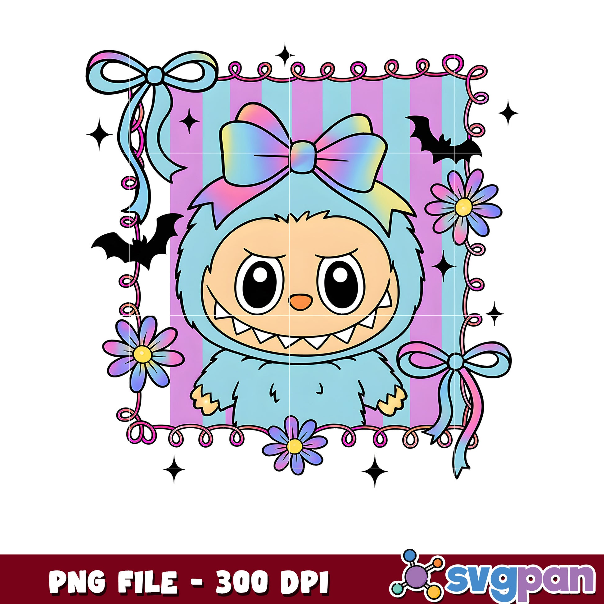 Labubu light blue colorful png