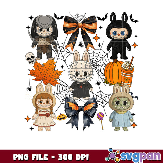 Labubu monster design png, halloween png, halloween labubu png
