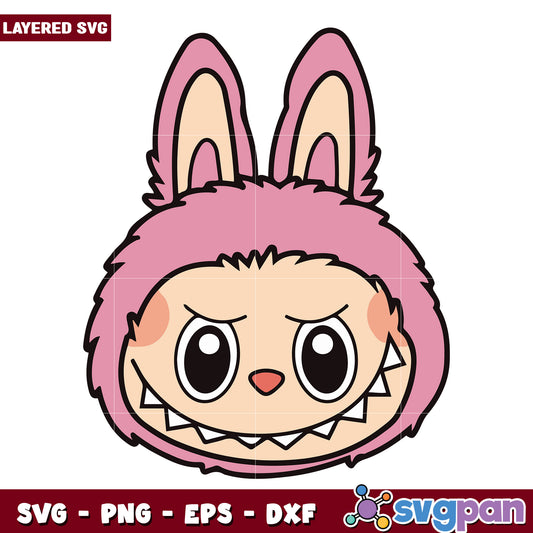 Labubu pink face svg