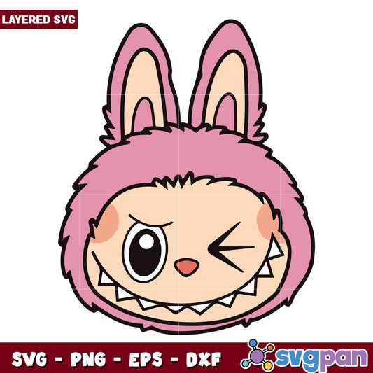 Labubu pink head svg