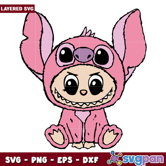 Labubu pink stitch svg