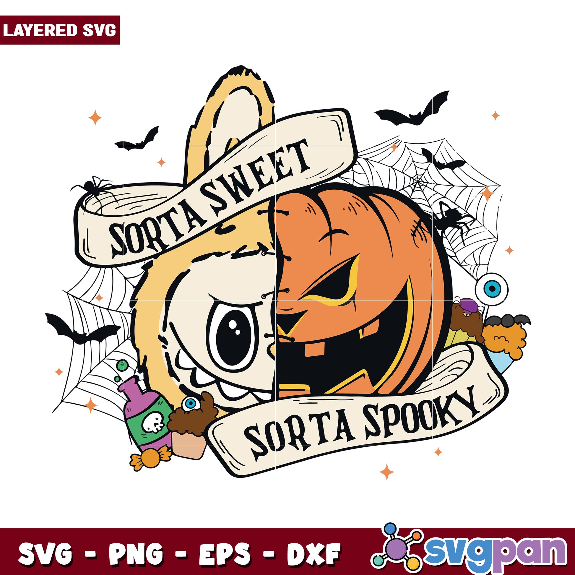 Labubu sorta sweet svg, halloween cartoons svg, spirit halloween​ svg