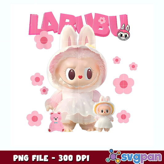 Labubu the monsters pink pullover design png, cute labubu png, popmart labubu png