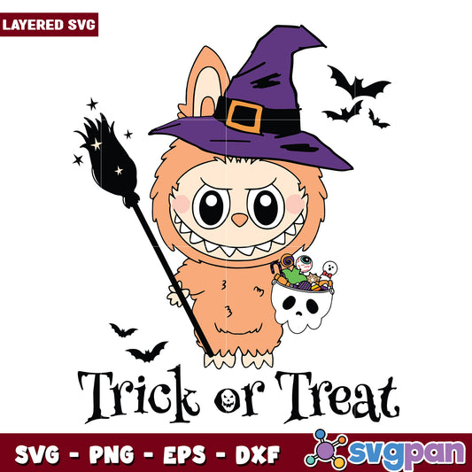 Labubu trick or treat svg, halloween cartoons svg, spirit halloween​ svg