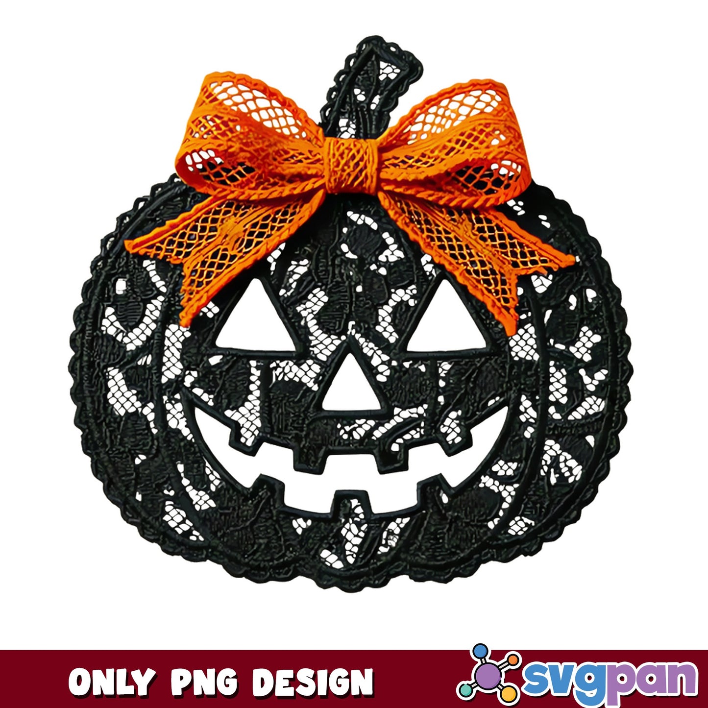 Lace Pumpkin With Bow PNG, Jack O Lantern PNG, Halloween PNG
