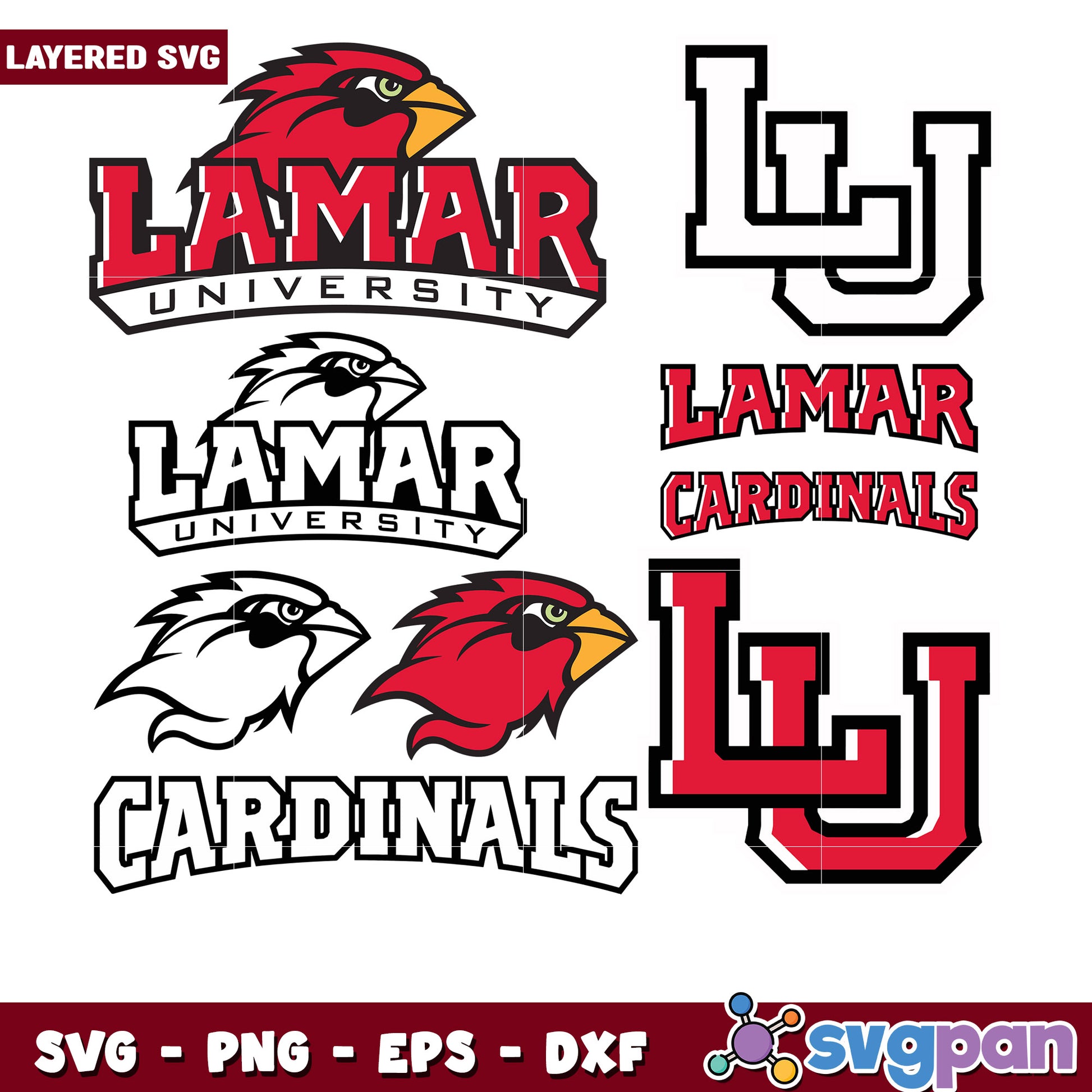 Lamar University Cardinals SVG Bundle for Crafts