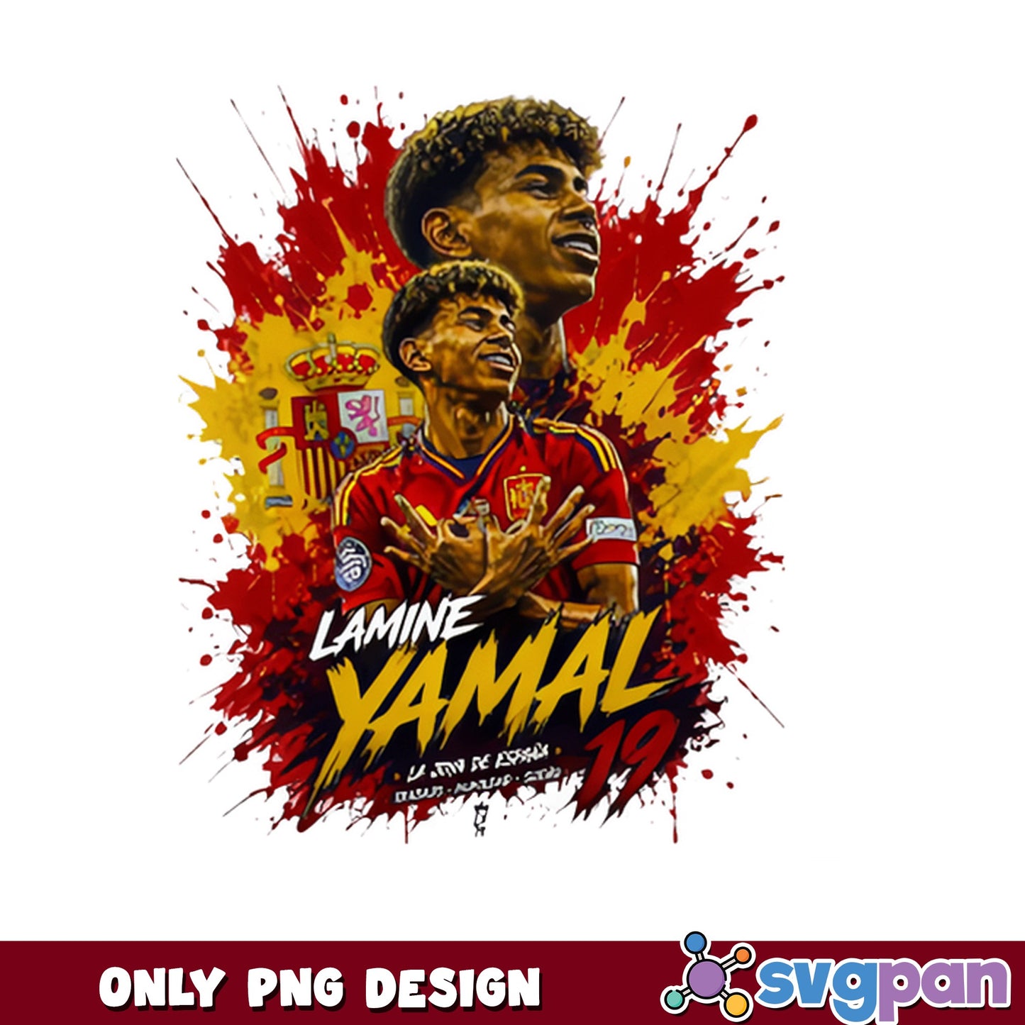 Lamine Yamal Spain Football PNG, Soccer Player PNG, Number 19 PNG