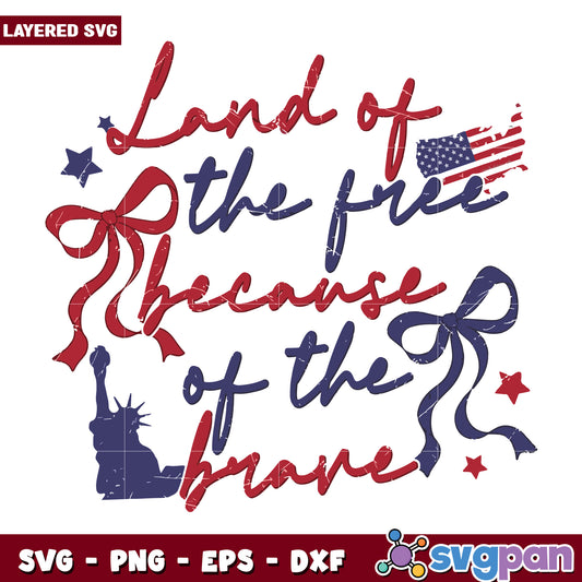 Land of the free because of the brave png, patriotic quote design png