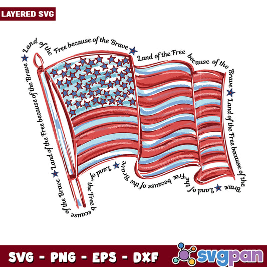 Land of the free svg, because of the brave svg, american flag svg