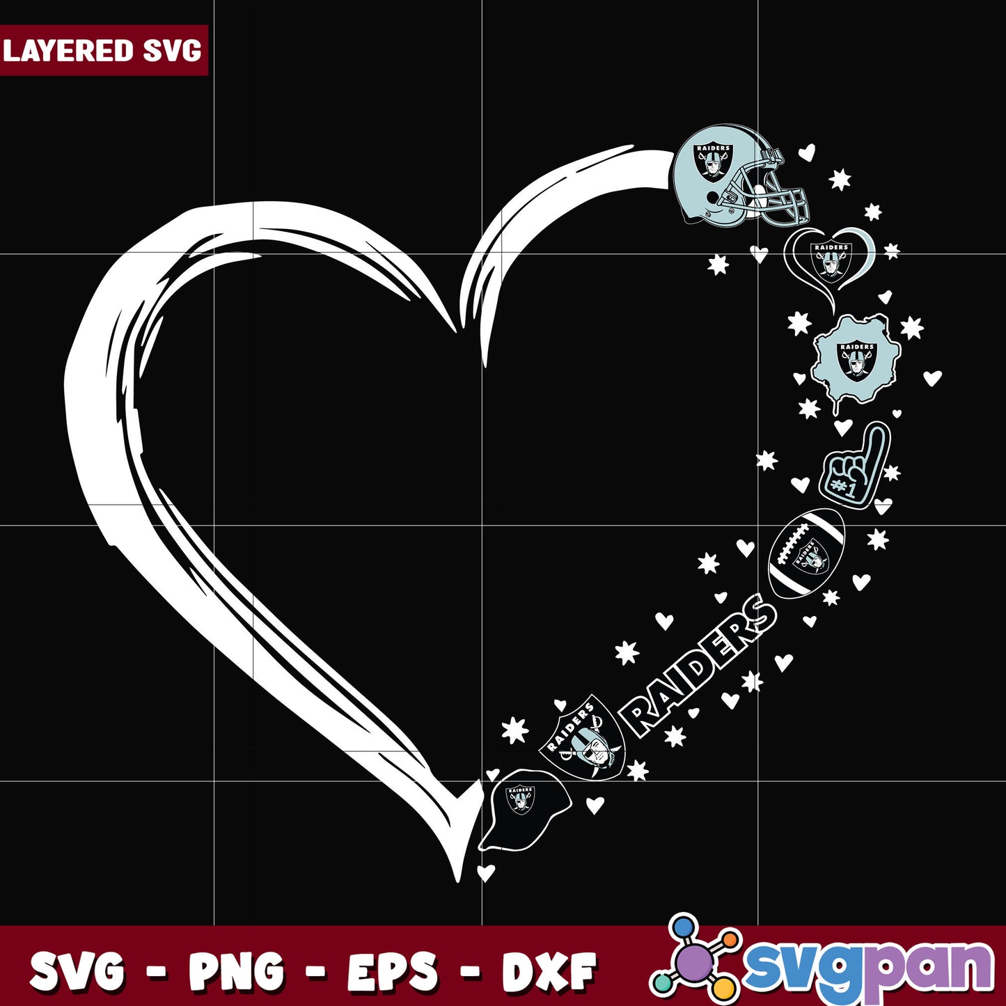 Las Vegas Raiders heart svg, nfl standings​ svg, nfl playoff svg