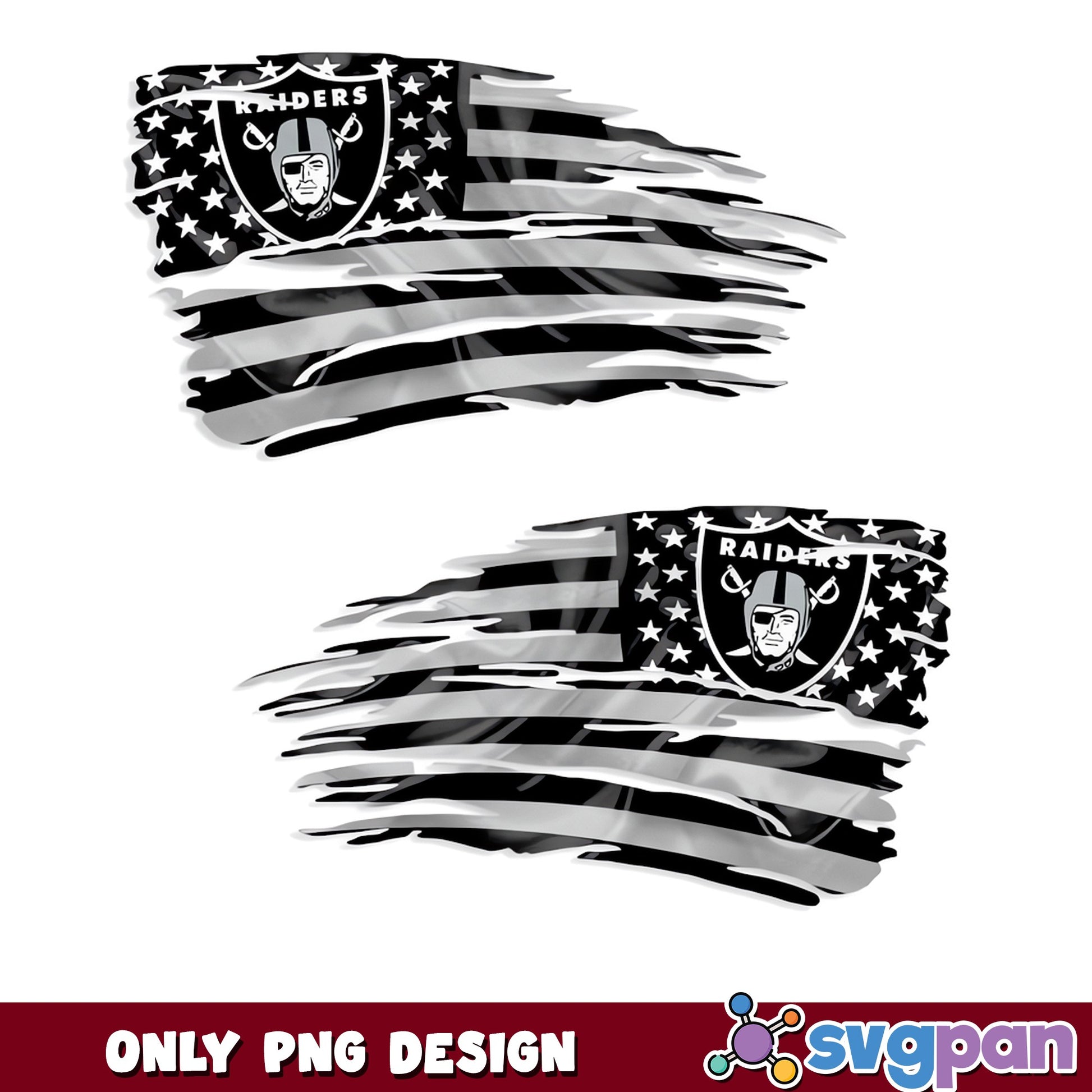 Las Vegas Raiders Tattered American Flag PNG, Raiders PNG, NFL PNG