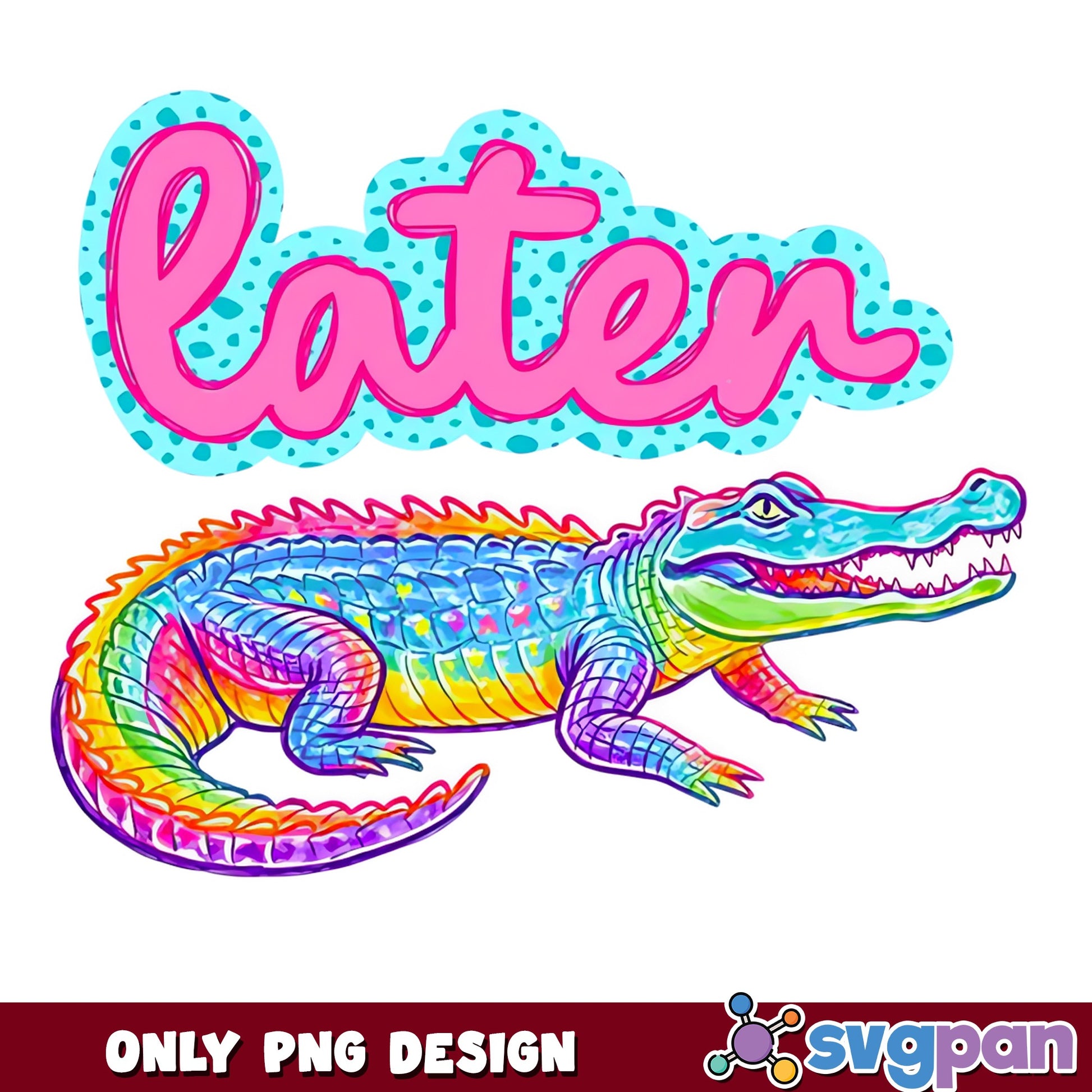 Later Alligator Rainbow PNG, Colorful Gator PNG, Funny PNG