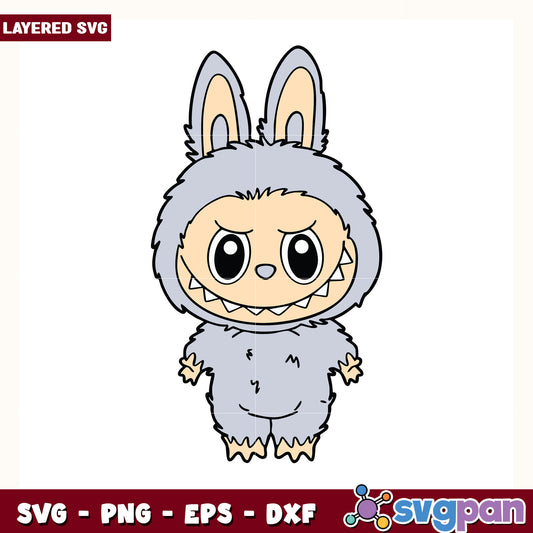 Lavender gray labubu design svg, cute labubu svg, popmart labubu svg