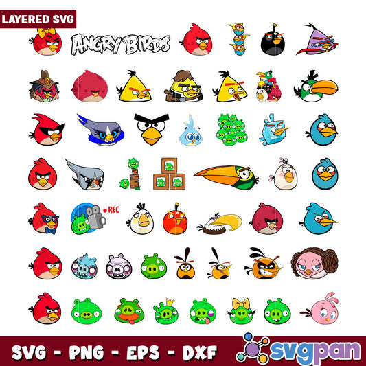 Layered Angry Birds SVG Bundle