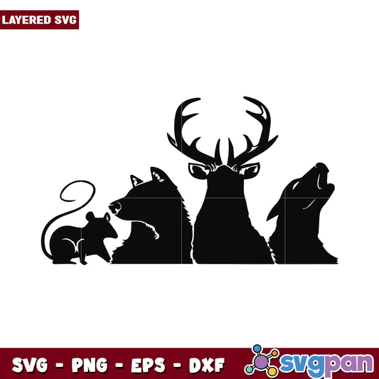 Layered Animal Silhouette SVG Design, Perfect for Craft Projects