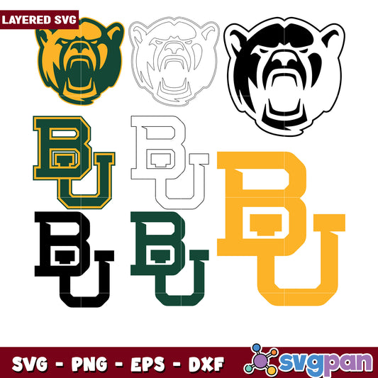Layered BU Bear SVG Bundle