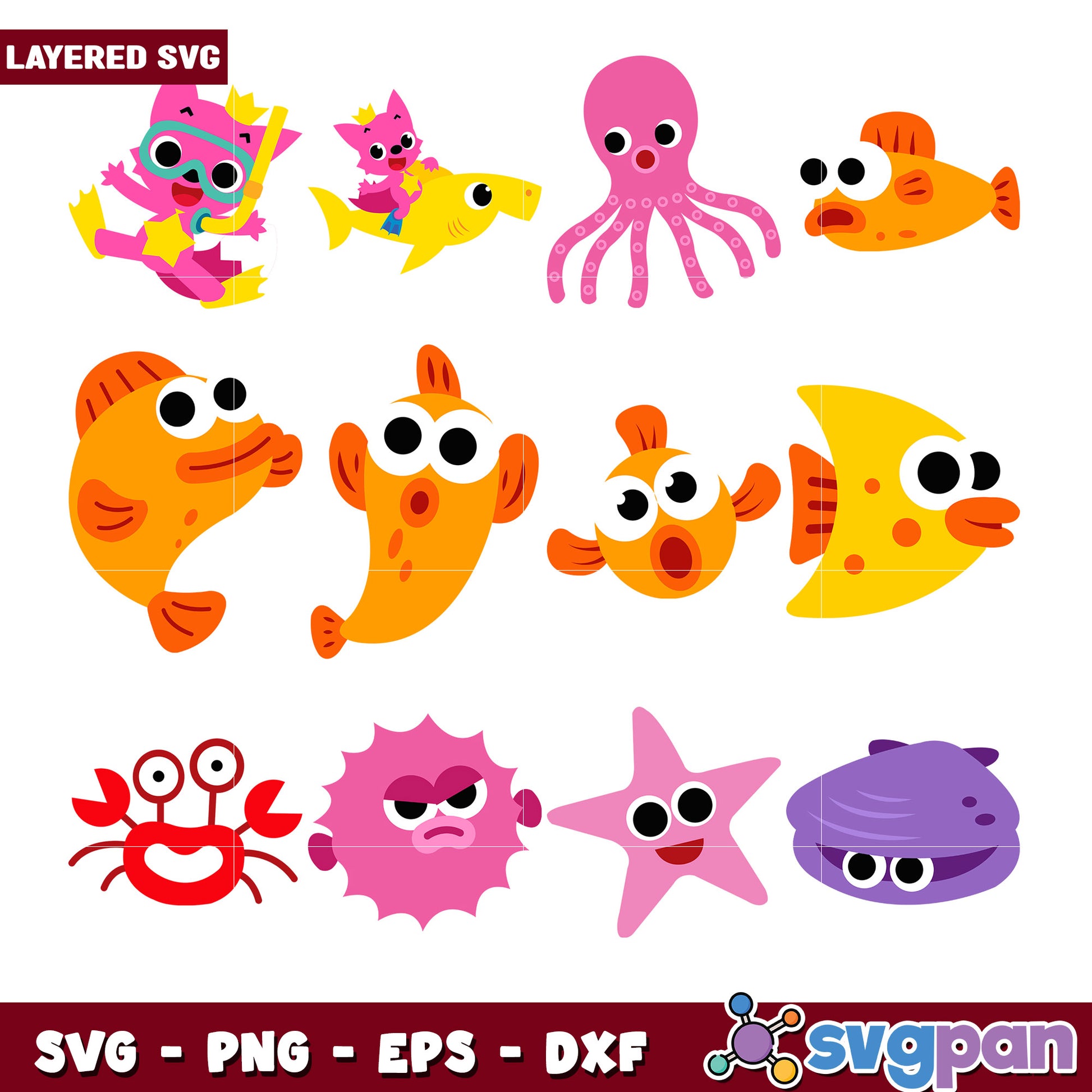 Layered Baby Shark SVG Bundle