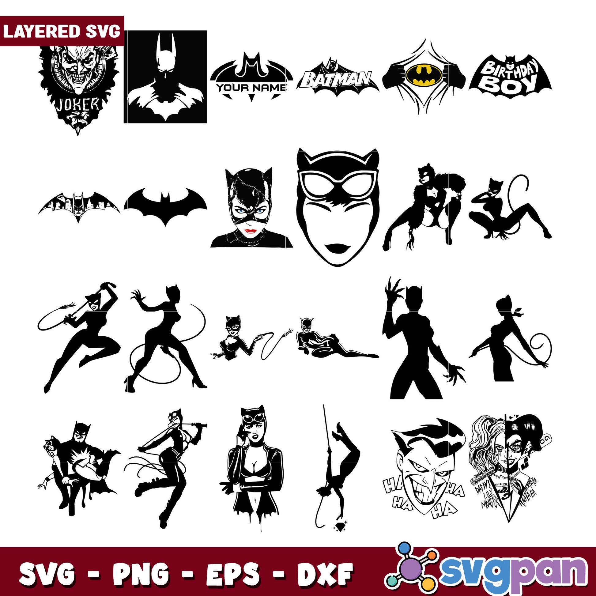 Layered Batman Catwoman SVG Bundle