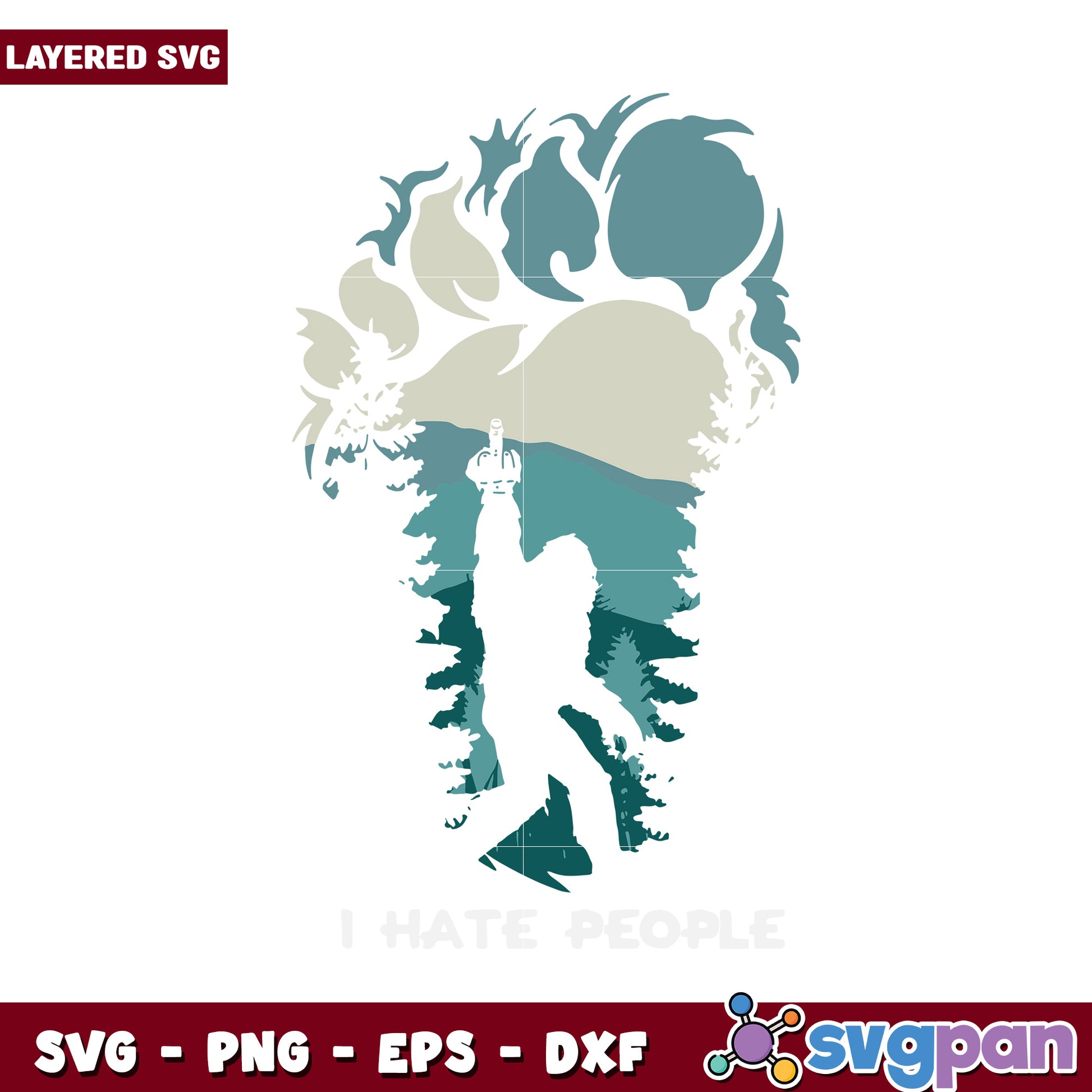 Layered Bigfoot SVG design for nature lovers, perfect for crafts