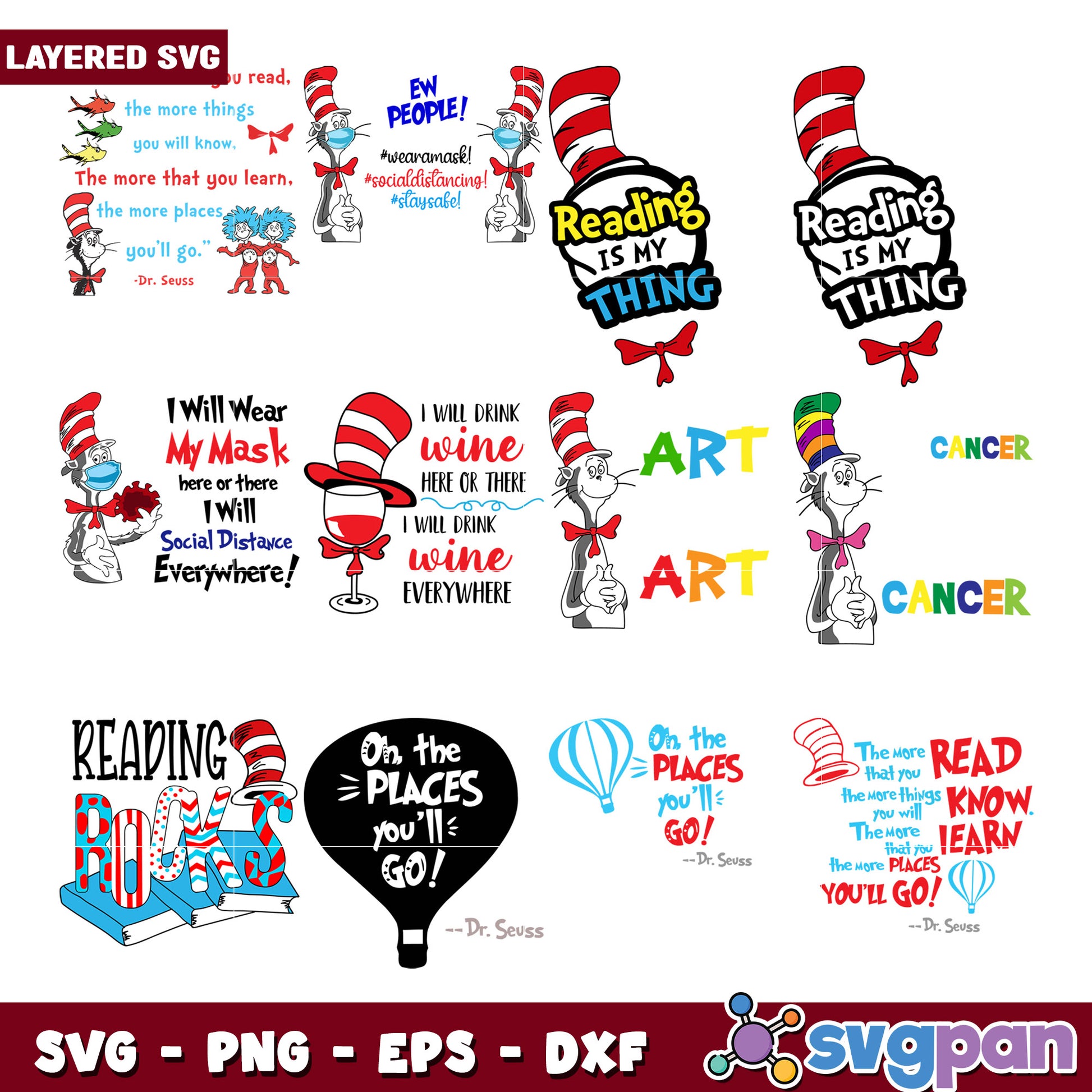 Layered Cat Hat SVG Bundle Quotes Designs
