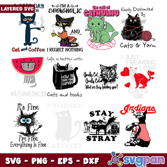 Layered Cat SVG Bundle 12 Designs