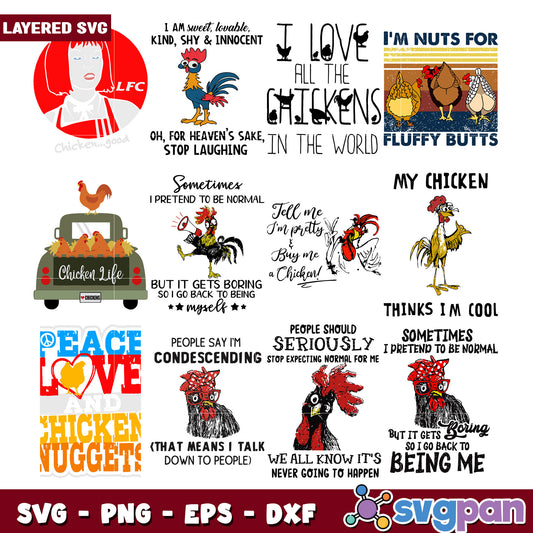 Layered Chicken SVG Bundle