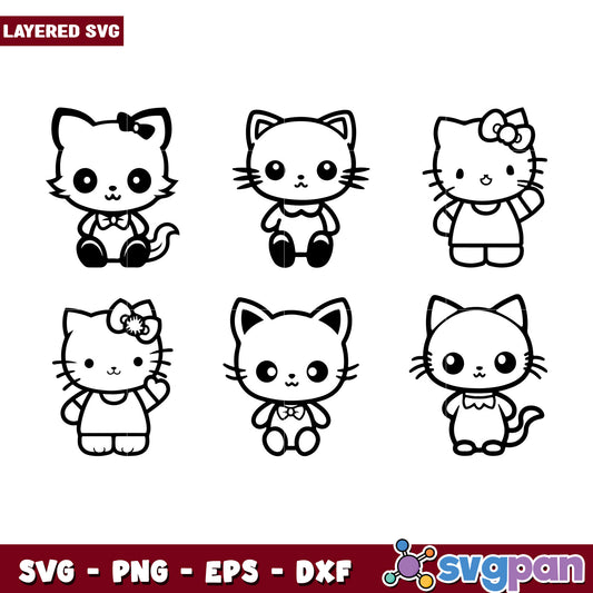 Layered Cute Cat SVG Bundle