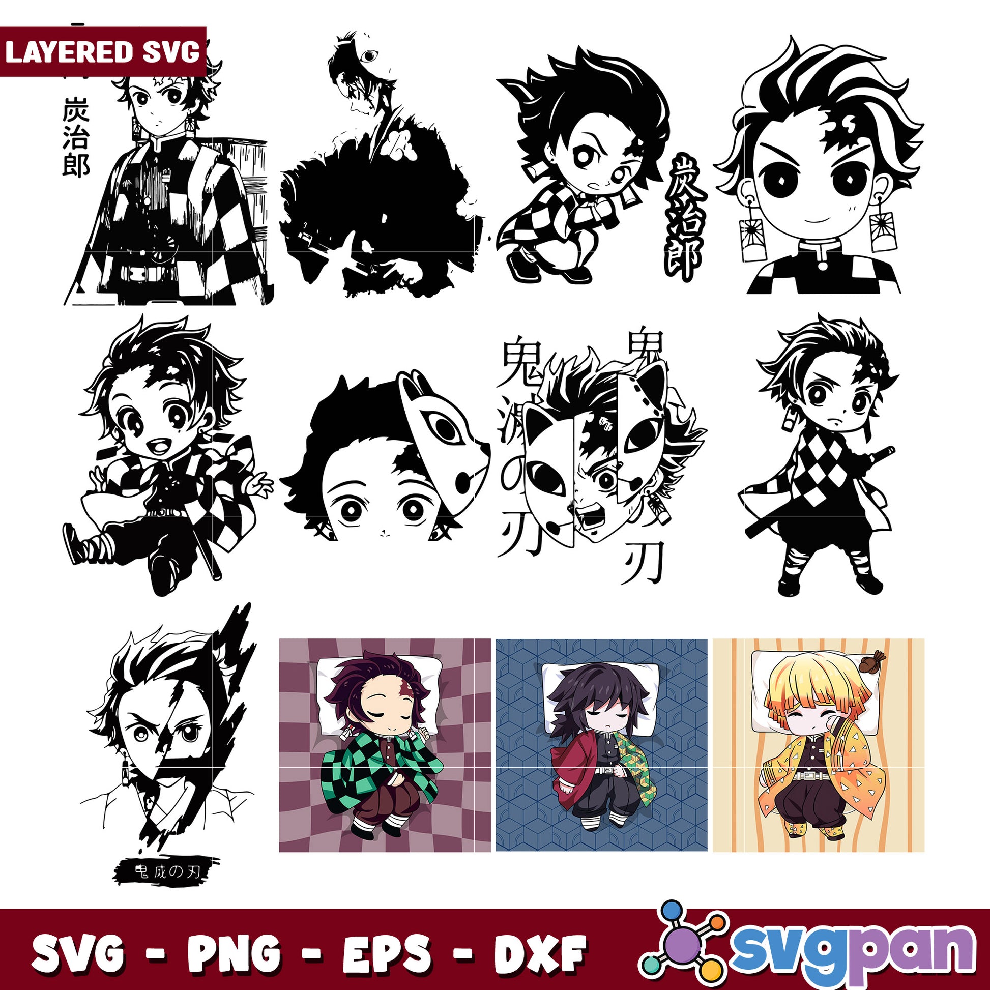 Layered Demon Slayer SVG Bundle