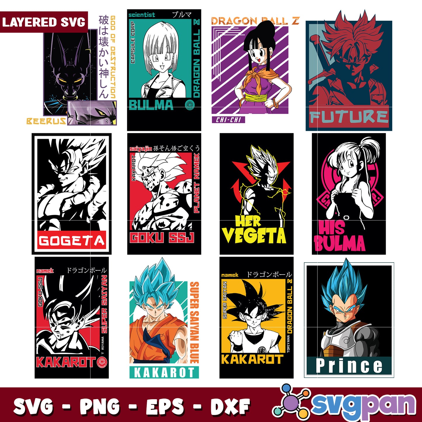 Layered Dragon Ball Z SVG Bundle