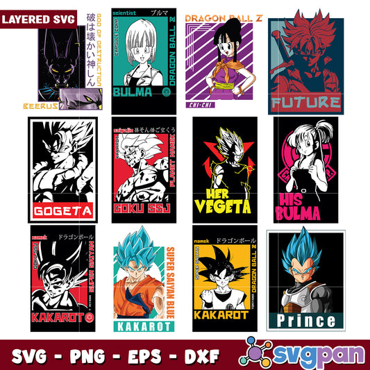 Layered Dragon Ball Z SVG Bundle
