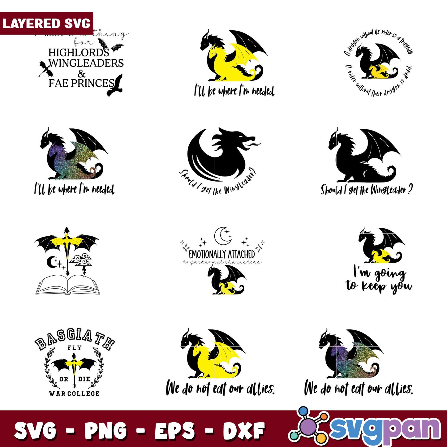 Layered Dragon SVG Bundle