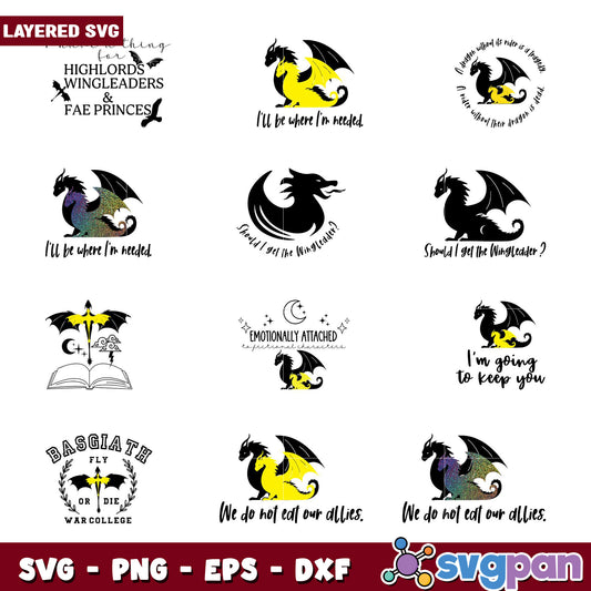 Layered Dragon SVG Bundle