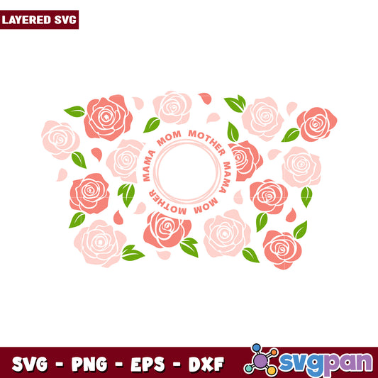 Layered Floral SVG Design with Cute Mom Quotes, Perfect for Crafts