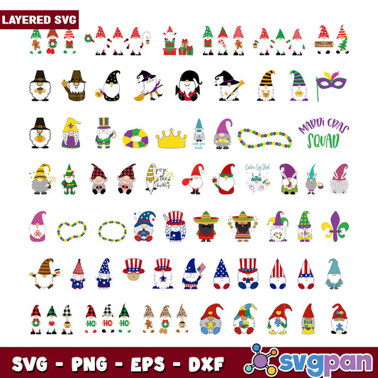 Layered Gnome SVG Bundle Cut Files