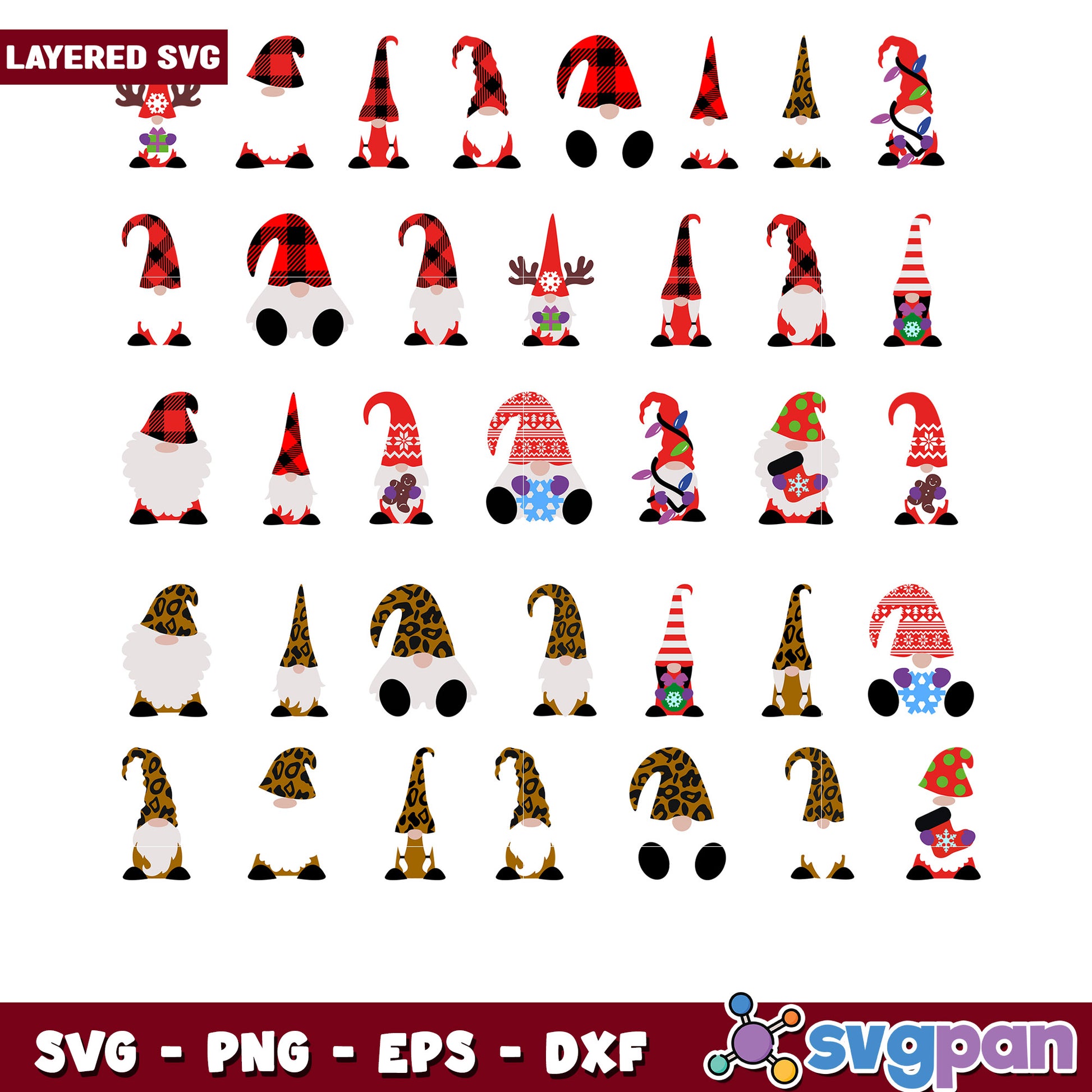 Layered Gnomes SVG Bundle Christmas Designs