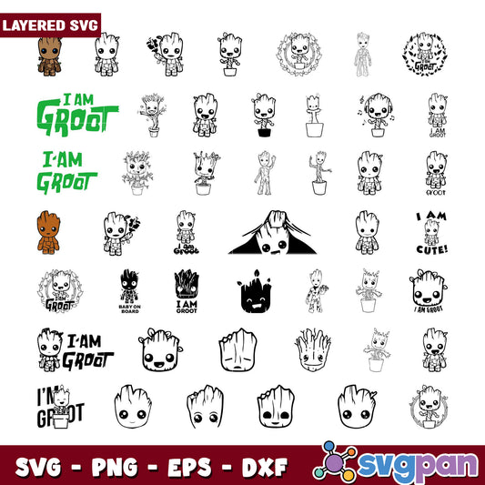 Layered Groot SVG Bundle