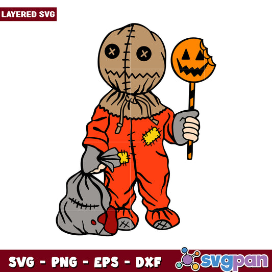 Layered Halloween Scarecrow SVG Design, Perfect for Seasonal Crafts