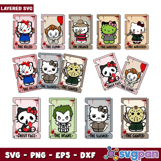 Layered Hello Kitty Horror SVG Bundle